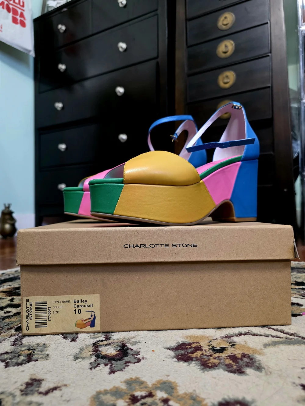 Charlotte Stone Bailey Multicolor Platform Sandals - Pink/Blue/Yellow/Green